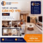 Tư vấn thiết kế xây dựng căn hộ 1PN – diện tích 58m2