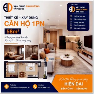 Tư vấn thiết kế xây dựng căn hộ 1PN - diện tích 58m2