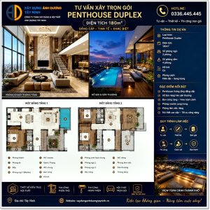 Tư vấn xây trọn gói Penthouse Duplex 180m2 - có hồ bơi