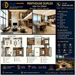 Tư vấn xây trọn gói Penthouse Duplex 200m2